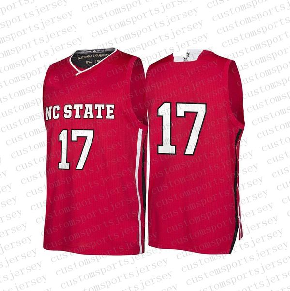 NC State Wolfpack personalizado NCAA March Madness Red #17 Jersey de basquete costurou qualquer nome Número Jerseys XS-6XL