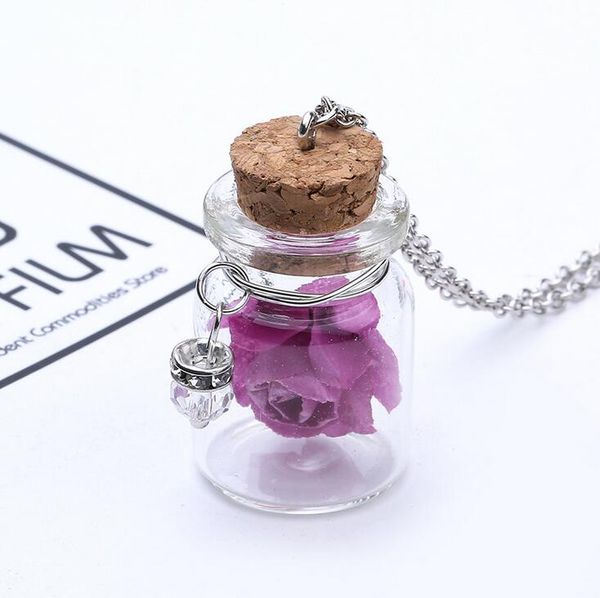 

luminous flower necklace men and women fashion drifting bottle luminous glass bottle pendan dmfn114 (with chain) mix order pendant necklaces, Silver