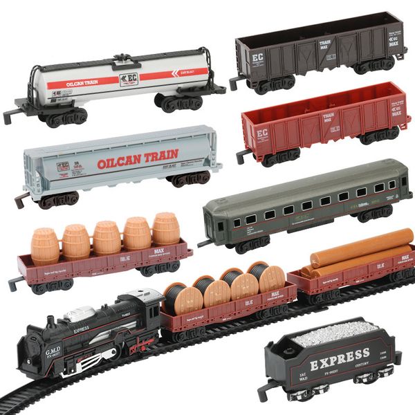

classic electric trains rail king railway motorized trian track set model kids toys for children diy toy car shopping