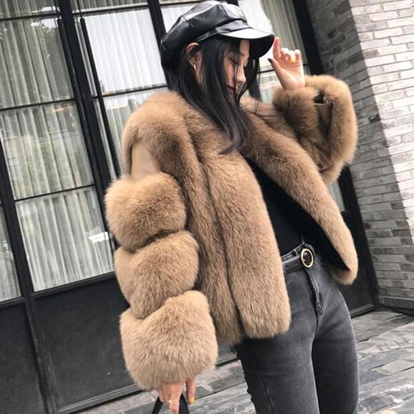 

2020 new women thick warm real fur coat slim winter genuine fur jacket fashion outerwear natural women's clothes e051, Black
