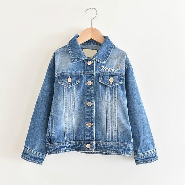 

melario girl denim coats autumn thin long sleeve coats children clothes letter embroidery jackets baby girl cartoon jeans, Blue;gray