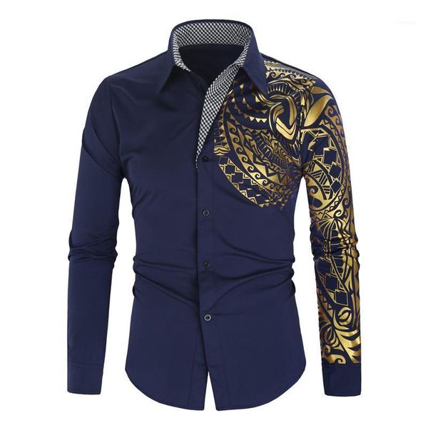 

coldker formal printed shirt for men turn-down collar long sleeve shirts business work male blouse 2020 men's clothing1, White;black
