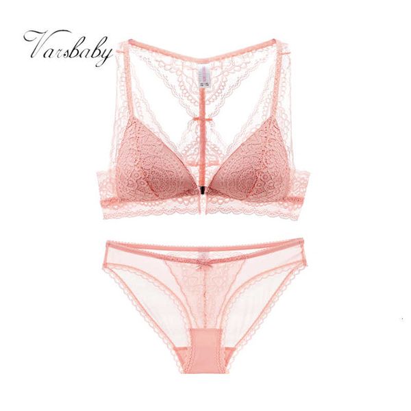 

varsbaby women comfortable breathable floral wire lace front closure bra sets 210122, Red;black