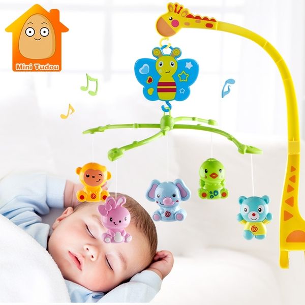 

4 in 1musical crib mobile bed bell kawaii animal baby rattle rotating bracket toys giraffe holder wind-up music box gift 1020