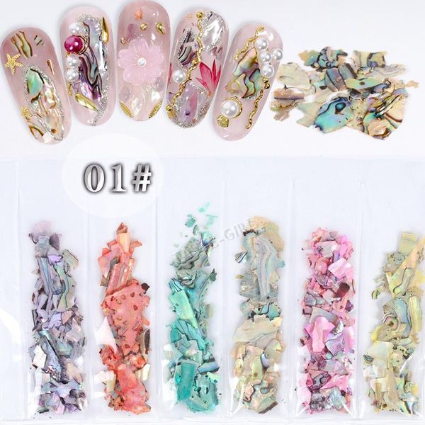 

nail art decorations 6 grids/pack beauty color-changing abalone natural sea shell fragments texture flakes decoration slice diy manicure ab, Silver;gold