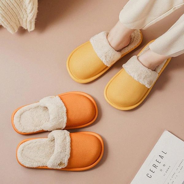 

house bathroom waterproof women fur slippers winter warm plush detachable linner bedroom couples shoes ladies furry slides #dg1f, Black