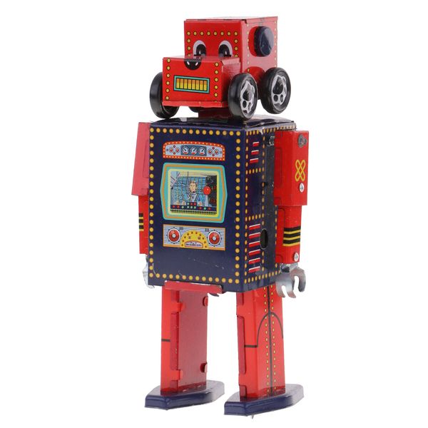 

retro wind up walking search & rescue robot clockwork mechanical tin toys