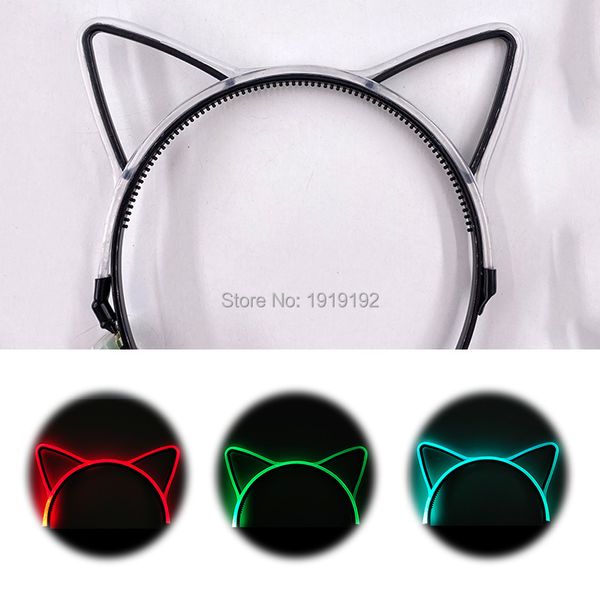 

costume accessories cute cat ear headwear led glowing headband women girls christmas headbands party concert bright hairband, Silver