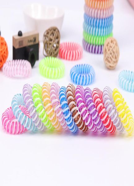 

selling 5.5cm hair ring elastic hair bands spiral shape hair ring gum double colors telephone wire rope wmtllz bdesybag, Silver