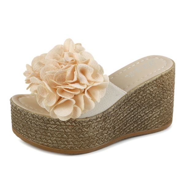 

new fashions 2021 will see bow-knot sliding women's shoes onto soft, breathable muffin heels beach jsrc, Black