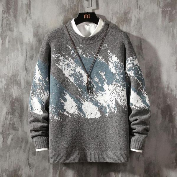 

mens knitted sweater 2020 autumn winter printing sweaters pullover jumper hip hop harajuku korean sweater men w14241, White;black