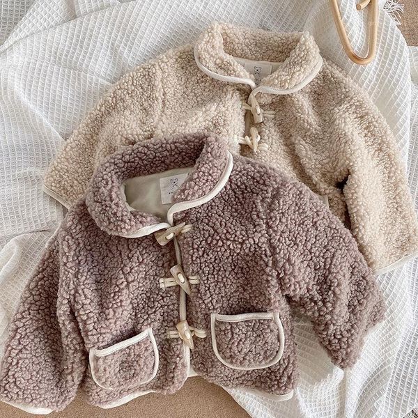 

2020 autumn winter new arrival girls fashion warm fleece coat kids cashmere jackets kids coats for girls1, Blue;gray