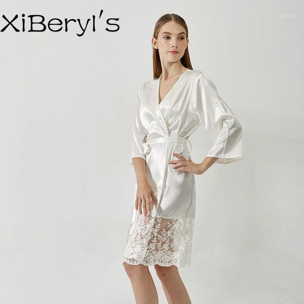 

women's sleepwear xiberyl's satin lace trim bride and bridesmaid robe1, Black;red