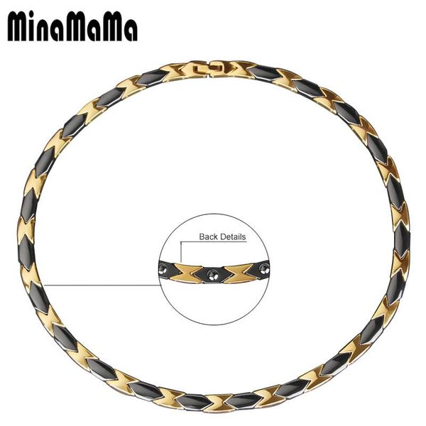 

black gold double color stainless steel ceramic magnetic necklace for women men luxury choker male jewelry gift, Silver