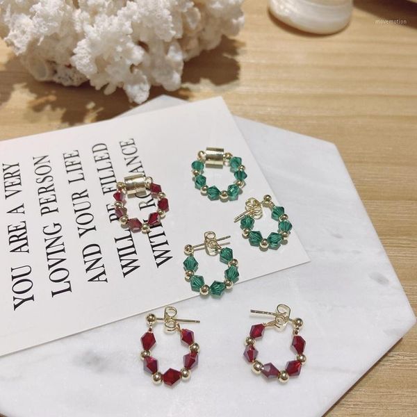 

mengjiqiao fashion cute acrylic beads hoop earrings for women girls elegant simple circle boucle d'oreille party jewery gifts1, Golden;silver