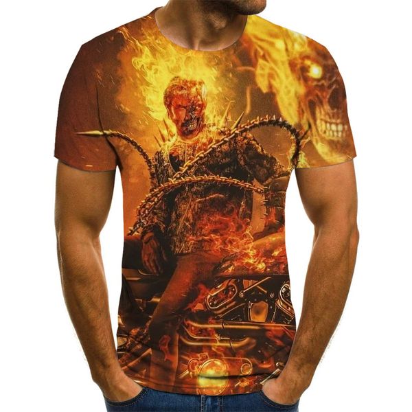 

skull ghost knight cool 3d skull print rock fire skull 3d print shirts humor plus size hippie men clothing
