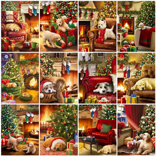 

paintings evershine 5d diy diamond painting dog full square embroidery christmas animal mosaic art wall decoration