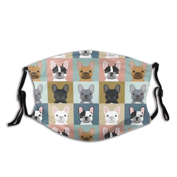 

французский бульдог собака маски для лица с 2 шт фильтры маски многоразового лица банданы балаклав моющейся дышащая ткань ткань