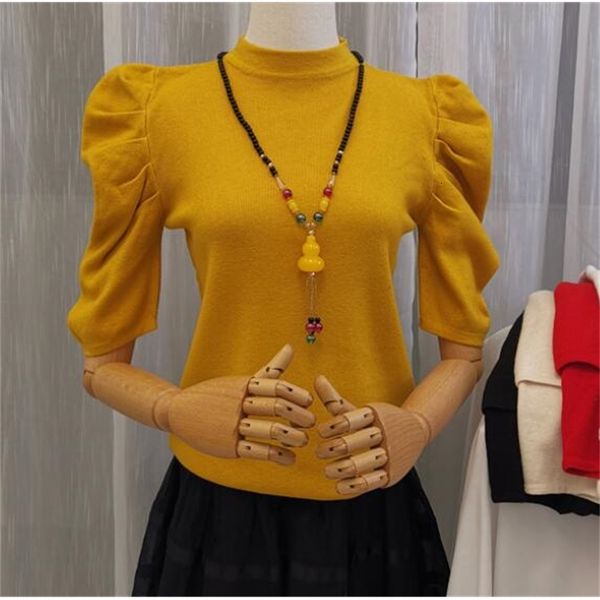 

2021 new spring autumn women basic sweater crewneck half sleeve pullover soft female jumper fit chic knitwear pull femme zo11, White;black