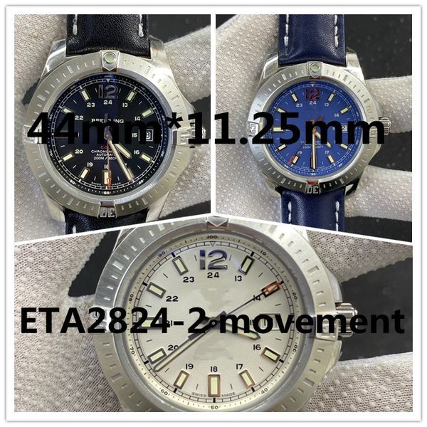 

super watch 133 montre de luxe automatic watch 44mm*11.25mm eta 2824-2 movement switzerland imported 316l steel case 50m waterproof, Slivery;brown