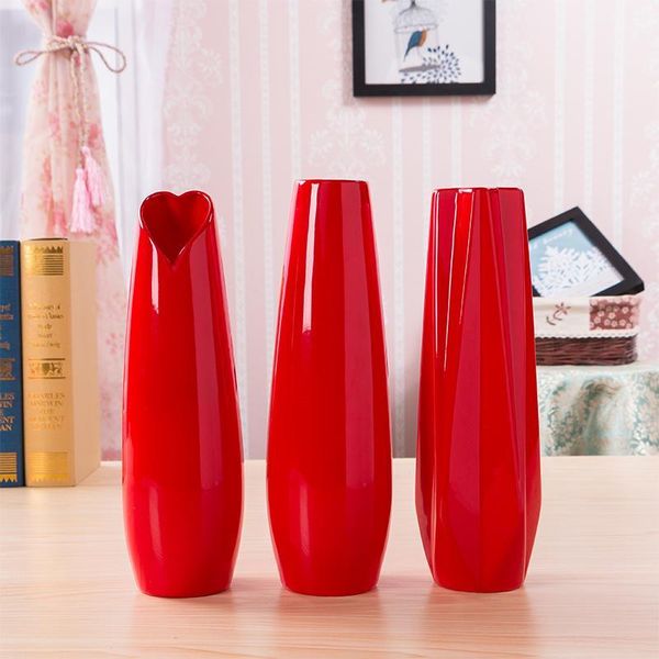 

red color ceramic vase big size red flower porcelain vase modern fashion tablefor wedding decoration europe flower1