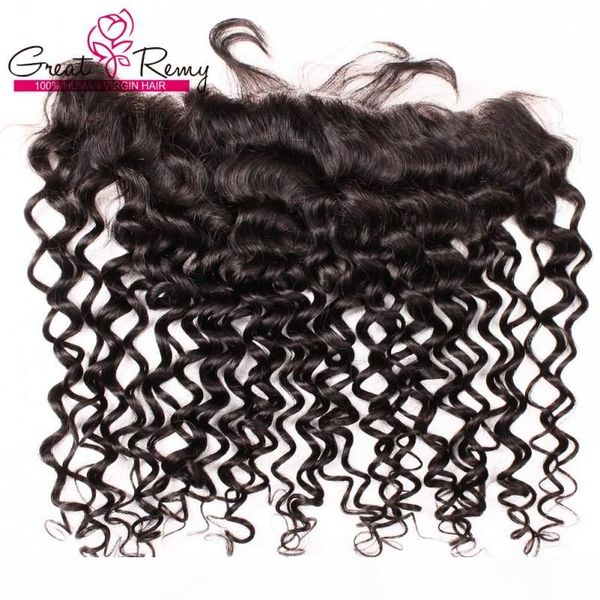 

water wave 13*4 ear to ear lace frontal closure 8-26inch unprocessed brazilian virgin human hair piece greatremy, Black;brown
