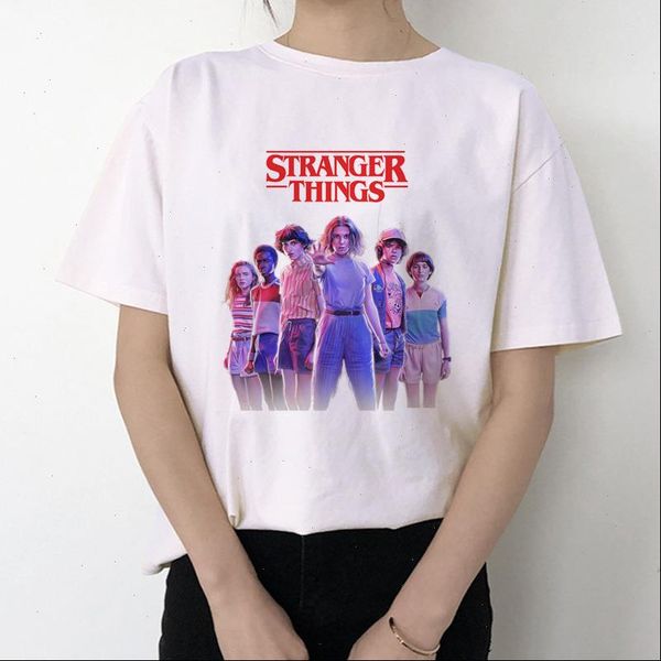 

2021 stranger things 3 t shirt women new tshirt eleven gothic female clothing hip hop femme 2021 streetwear cartoon funny kawaii, White