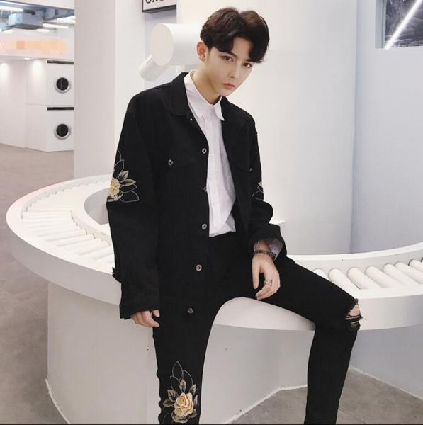 

2021 new fashion young han recreational spring jacket nice embroider cowboy child. ad9g, Tan;black