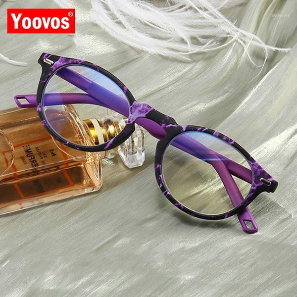 

yoovos round reading glasses men 2020 glasses frame women anti-fatigue blue light mirror reading okulary1, White;black