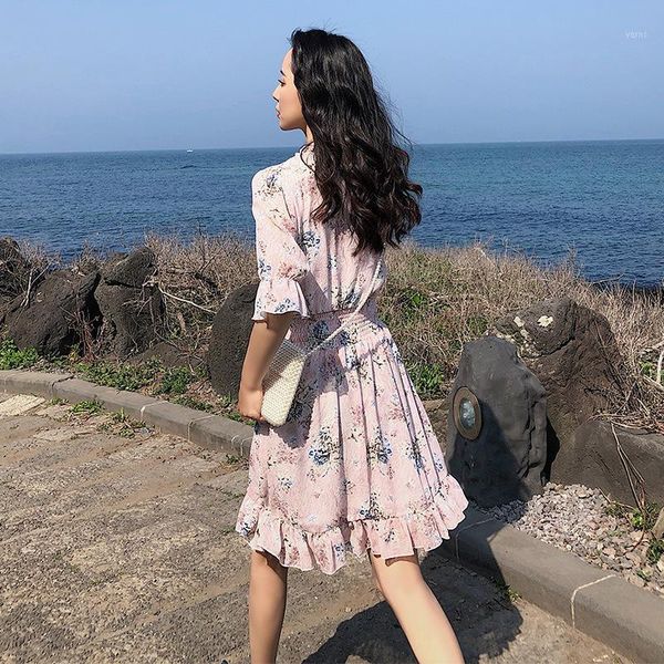 

dress woman summer 2020 small fresh waist1, Black;gray
