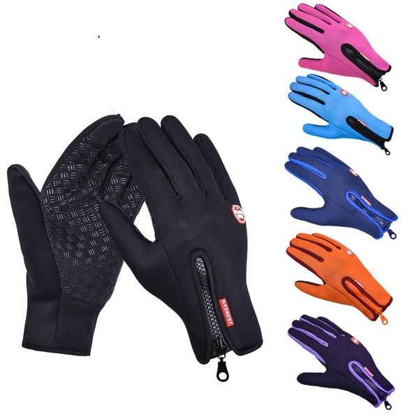 

winter warm touch screen man ski lady waterproof rain-proof fashion outdoor windproof riding zipper sports gloves women, Blue;gray