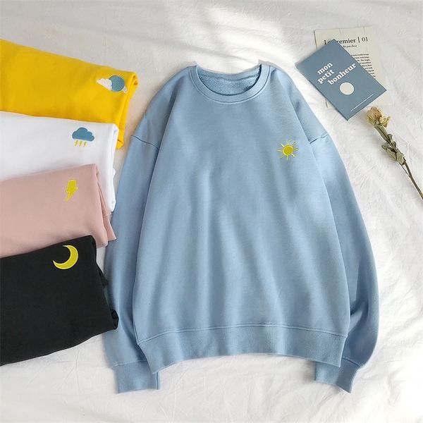 

pr the weather embroidery hoodies for men women couple sweatshirts autumn fleece men's oversized hoodies casual man 201127, Black