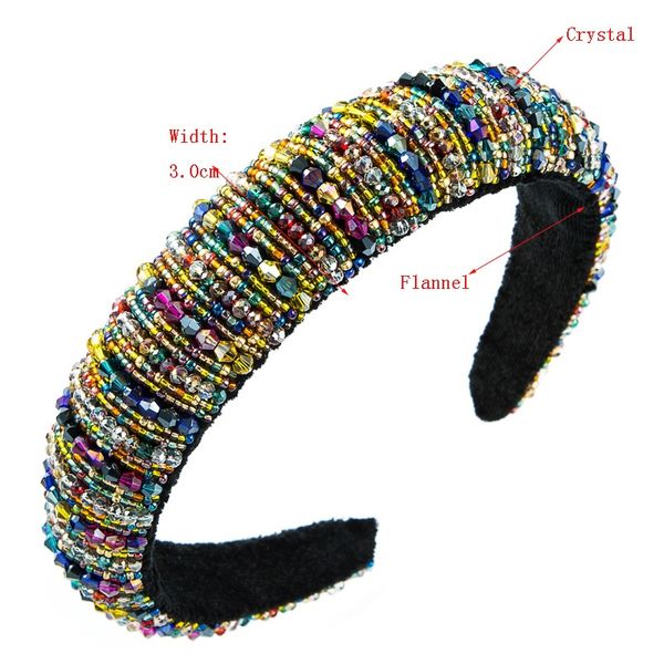 

colorful crystal beads hairbands for women 2020 winter new designer wide padded headband diamond rhinestone bedazzled hair bands f wmtlgi, Silver