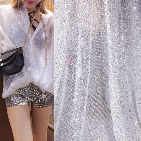 

sequins wrinkled folds light gold clothing dress fabric fabric dress handmade diy stage background cloth1, Black;white