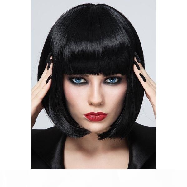 

полный парики шнурка silk straight короткие боб стиль полный парики шнурка человеческих волос 100% бразильские волос девственницы человеческ, Black;brown