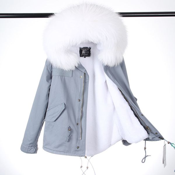 

2020 new fashion women winter pink fur coat short long faux fur liner lady mr style real raccoon collar fur jacket brandx1019, Black