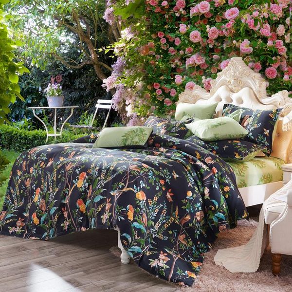 

bedding sets 4 pcs set duvet coverlet pastoral printed sheets floral bedspreads bed cotton pillowcase bedspread d201