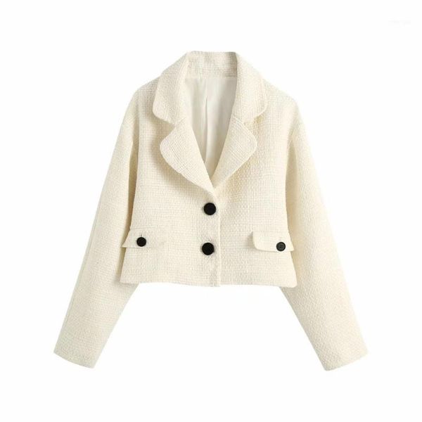 

2020 new women short coat pockets collared long sleeves coat elegant fashion jacket outerwear manteau veste femme1, Black;brown