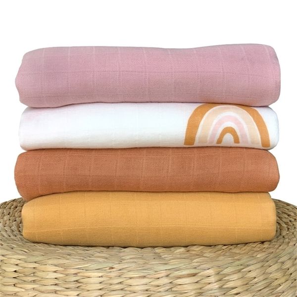 

120x120cm bamboo cotton muslin swaddle blanket baby bath gauze y201009