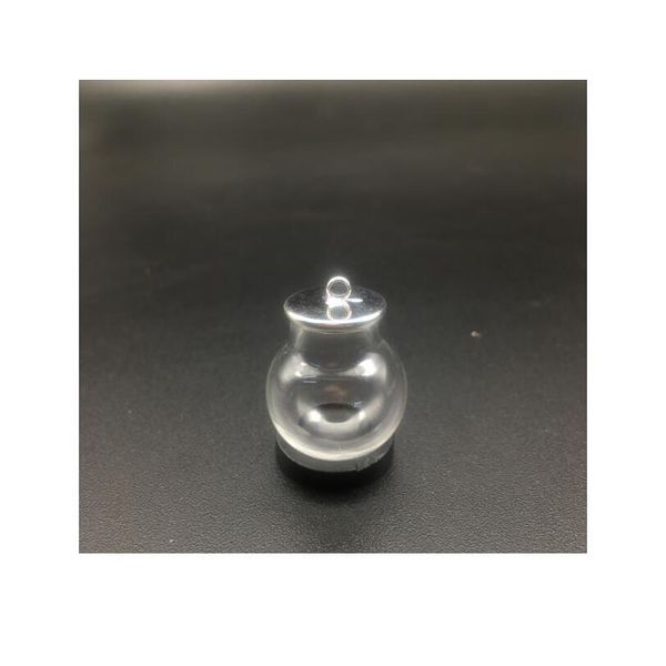 

10set empty 20*12mm hollow glass globe with setting base beads cap set orb wishing vials pendant glass bottle jewelry jllkxu, Black