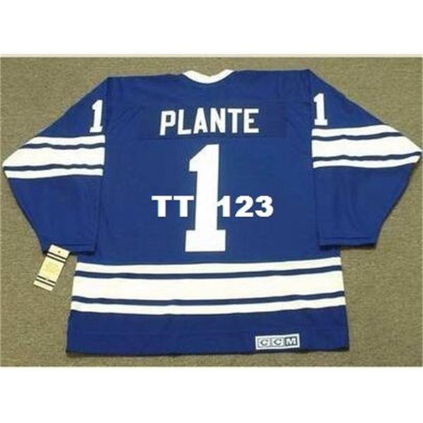 

121s #1 jacques plante toronto maple leafs 1970 ccm vintage home away hockey jersey or custom any name or number retro jersey, Black