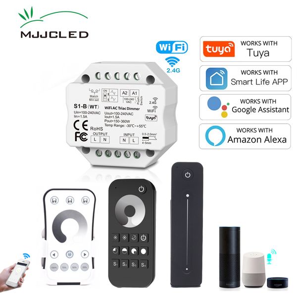 WiFi 2.4G RF AC Triac LED Dimmer 220V 230V Работа с Tuya Smart Life App Amazon Alexa Echo Google Home Assistant Voice Control