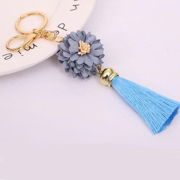 

new flower women with tassel key chain golden fashion key ring women bag pendant car keychain for women gl5037 h sqcedt, Silver