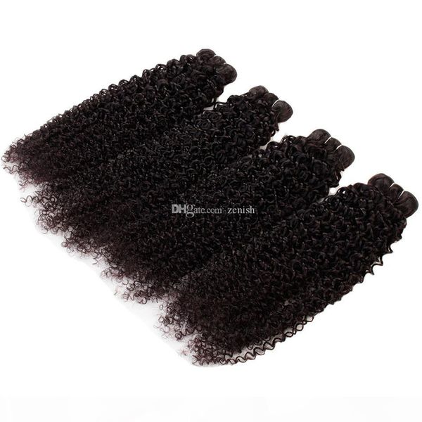 

wholesale brazilian virgin hair kinky curly 4 bundles 400g color 1b peruvian human hair weaves deals raw virgin indian remy hair extensions, Black