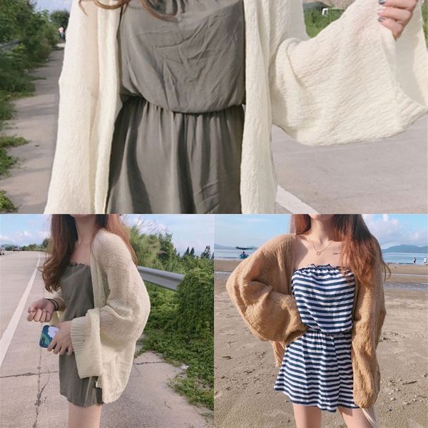 

hong kong chic t-shirt wool wool style lazy loose thin long sleeve t-shirt summer versatile thin sunscreen cardigan uzdb2, White;black