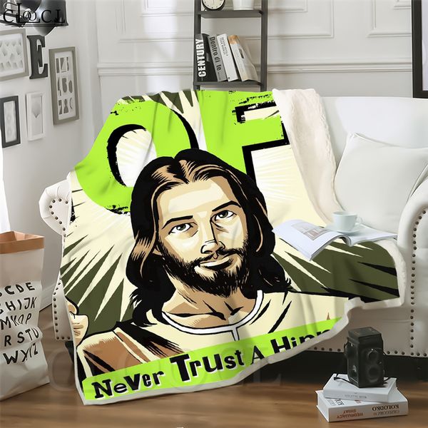 

cloocl blankets christian spoof jesus 3d print sofa travel throw blanket teens plush quilt