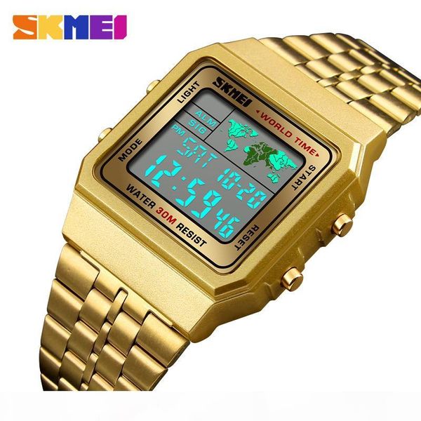 

new mens sports watches fashion skmei countdown chrono digital watch led electronic waterproof clock men relogio masculino, Slivery;brown