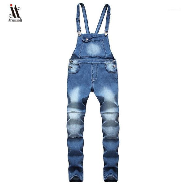 

hip hop fashion men's ripped jeans jumpsuits hi street distressed denim bib overalls for man suspender pants size s-xxxl1, Blue