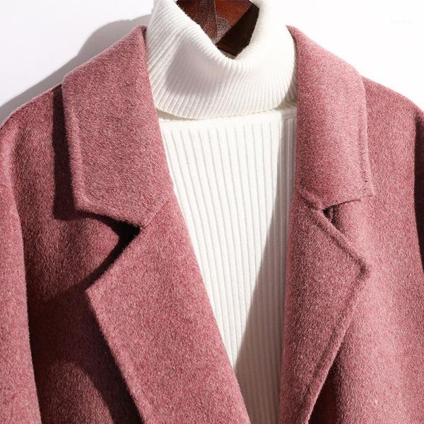 

winter wool coat women autumn clothes 2020 elegant ladies 100% wool jacket korean cashmere long woolen casaco hiver ld2621, Black