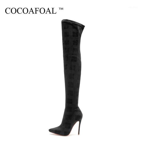

cocoafoal winter women's over the knee boots high heel woman shoes plus size 33 43 black fashion thigh high boots 20211
